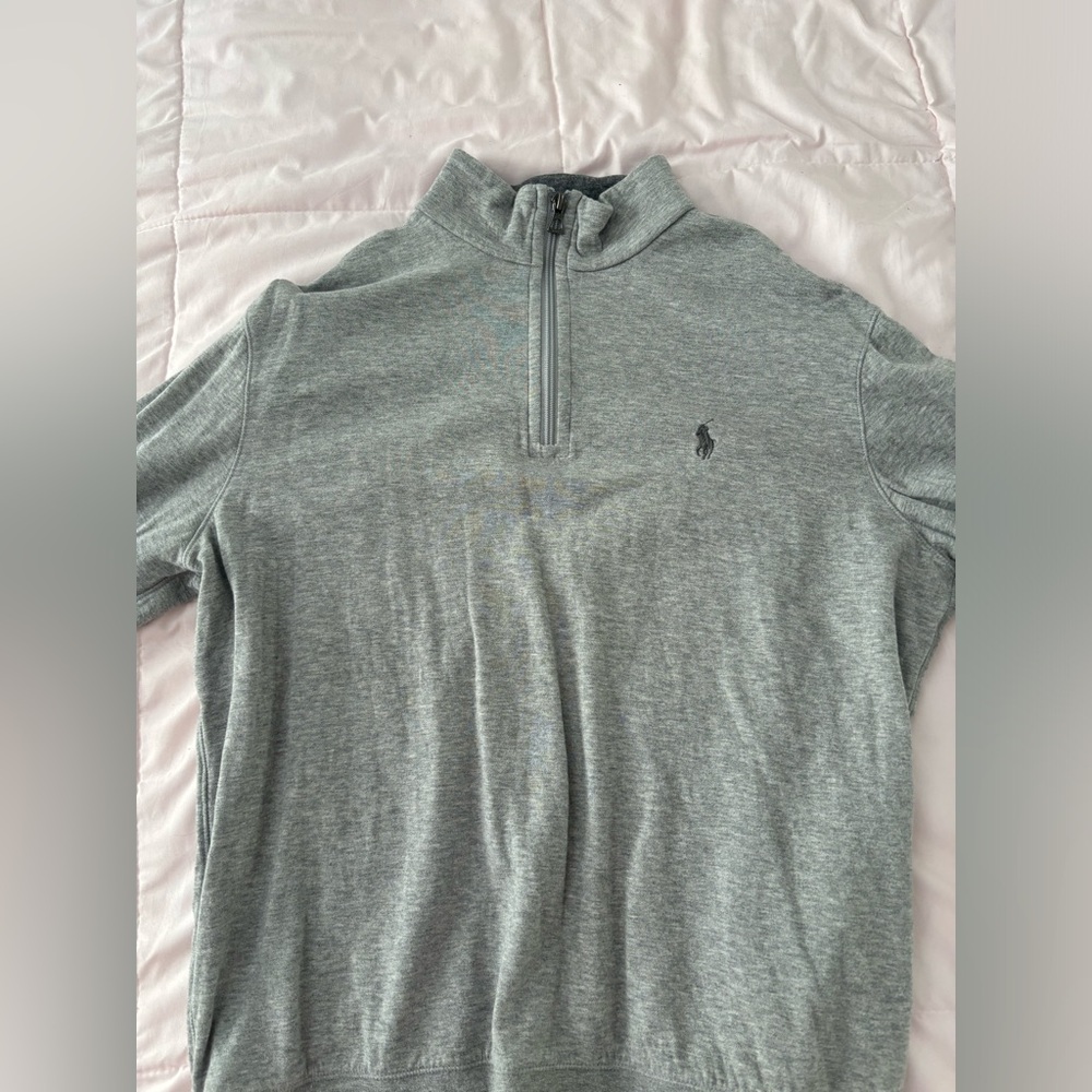 Gray Ralph Lauren sweater.